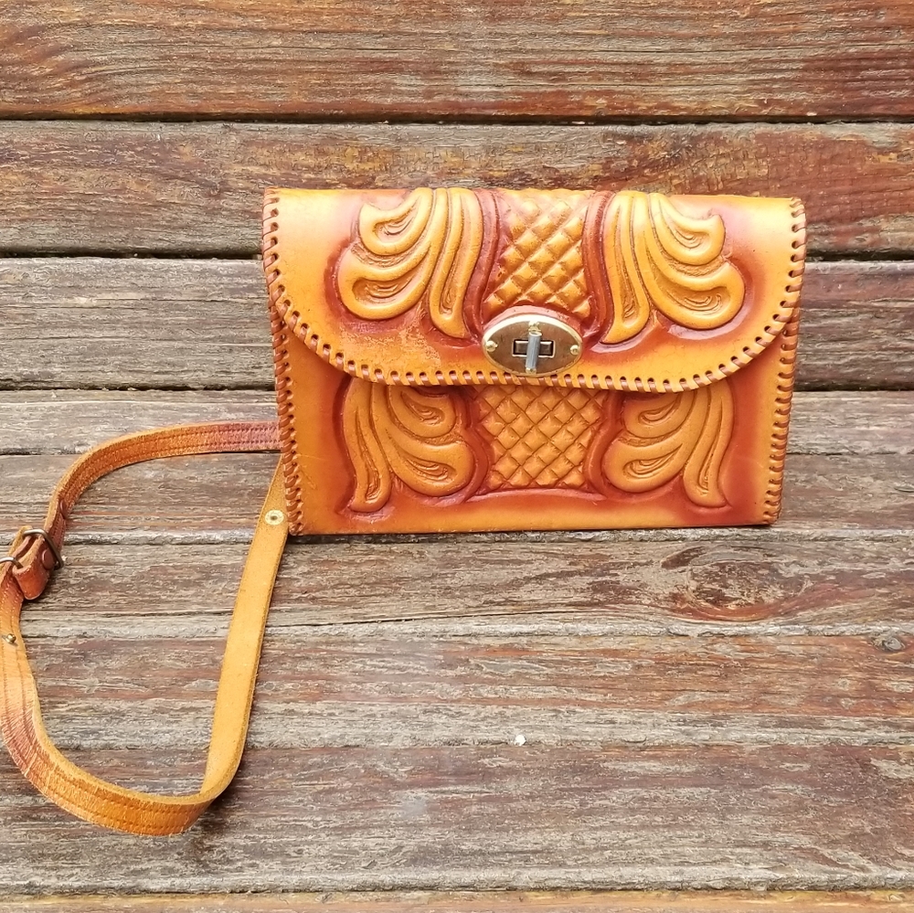 Tooled leather purse